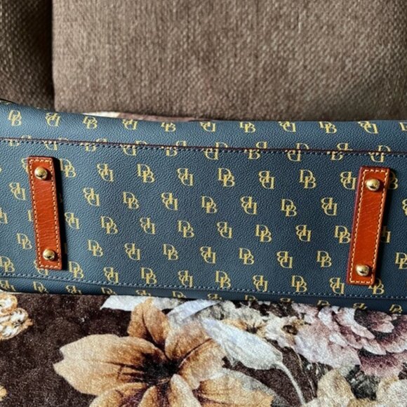 DONNEY & BOURKE Navy Blue Gretta Zip Closure Gold-Tone Hardware Satchel Bag NWT - Picture 14 of 15